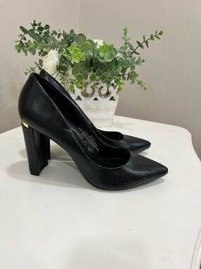 Marc NewYork mElegant Black Pointed-Toe Block Heel Pumps
